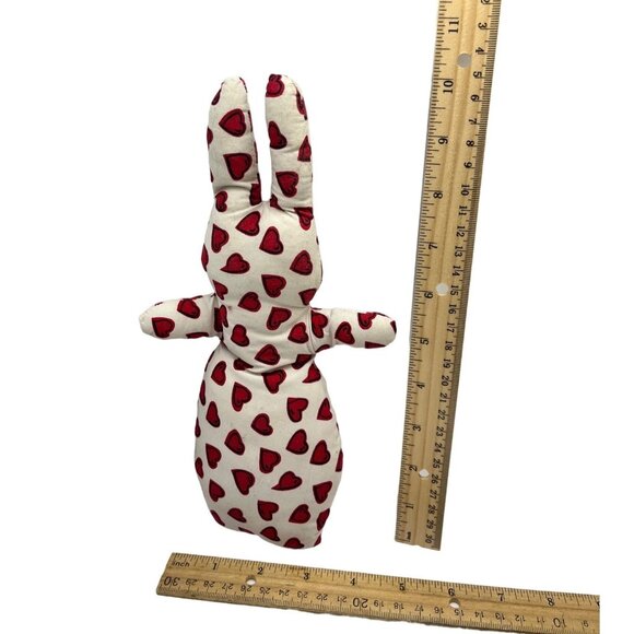 Handmade Bunny Plush With Red Hearts 55e - Picture 1 of 4